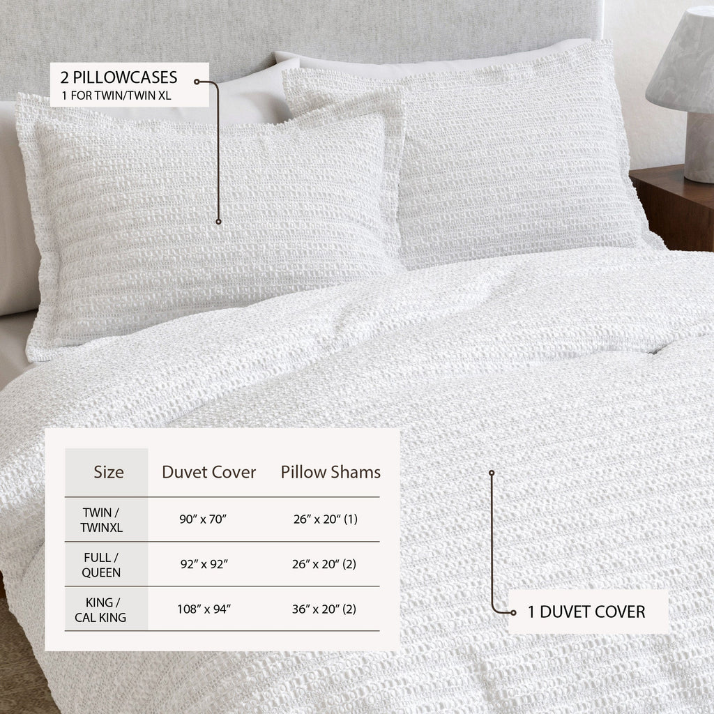 100% Cotton Honeycomb Waffle Duvet Set - Mattea, photo 3 of 42