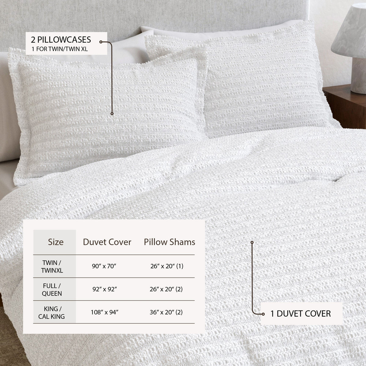 100% Cotton Honeycomb Waffle Duvet Set - Mattea, photo 3 of 42