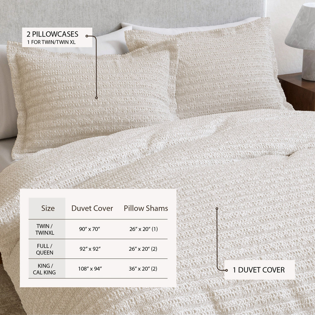 100% Cotton Honeycomb Waffle Duvet Set - Mattea, photo 9 of 42