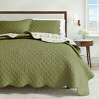 Floral Print & Scalloped Edge Cotton Quilt Set - Illiana Collection, photo 6 of 6