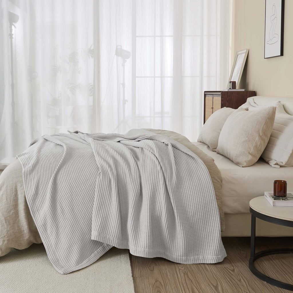 100% Cotton Waffle Weave Blanket - Mikala, photo 20 of 70
