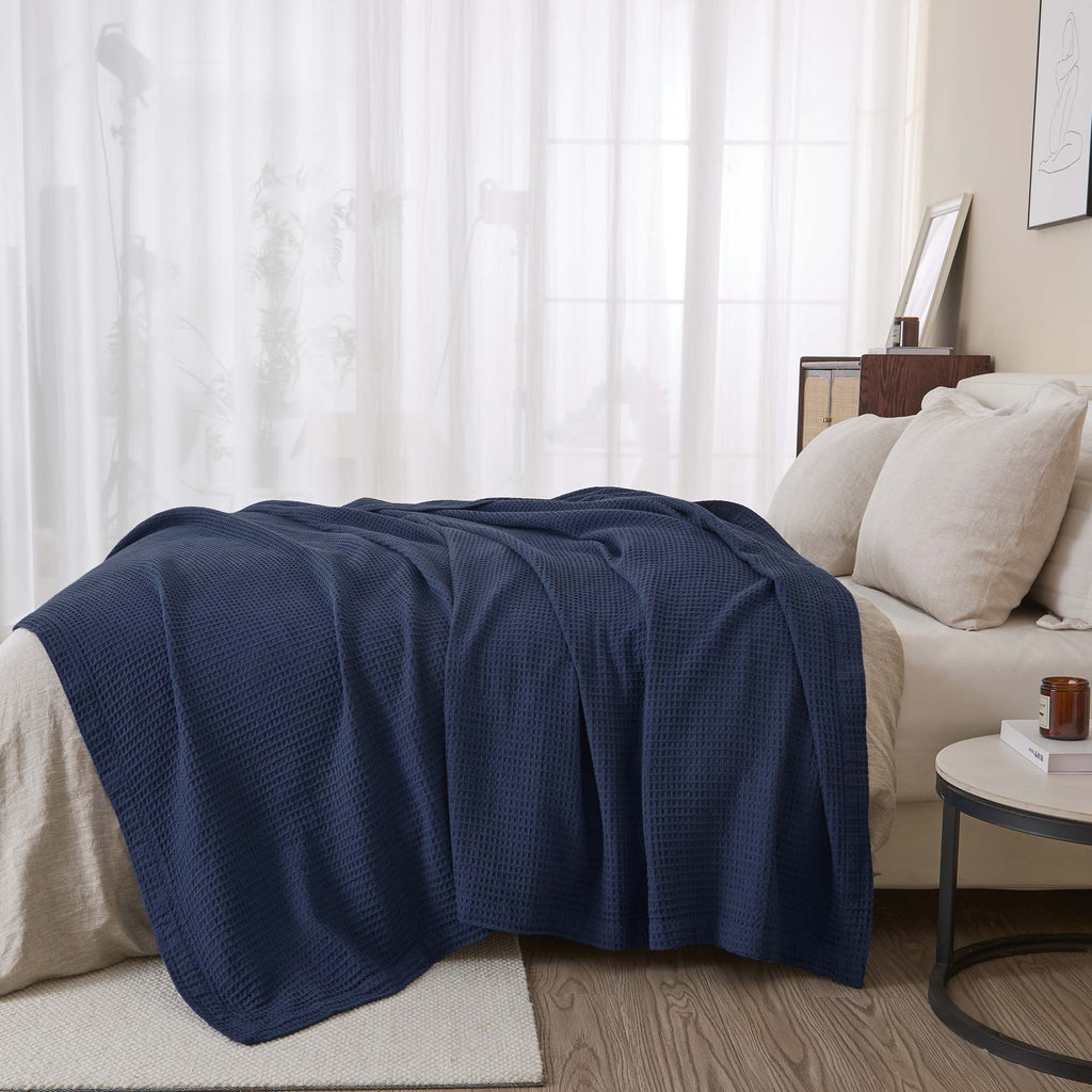 100% Cotton Waffle Weave Blanket - Mikala, photo 30 of 70