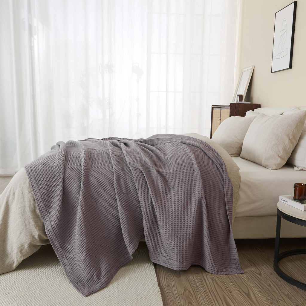 100% Cotton Waffle Weave Blanket - Mikala, photo 10 of 70