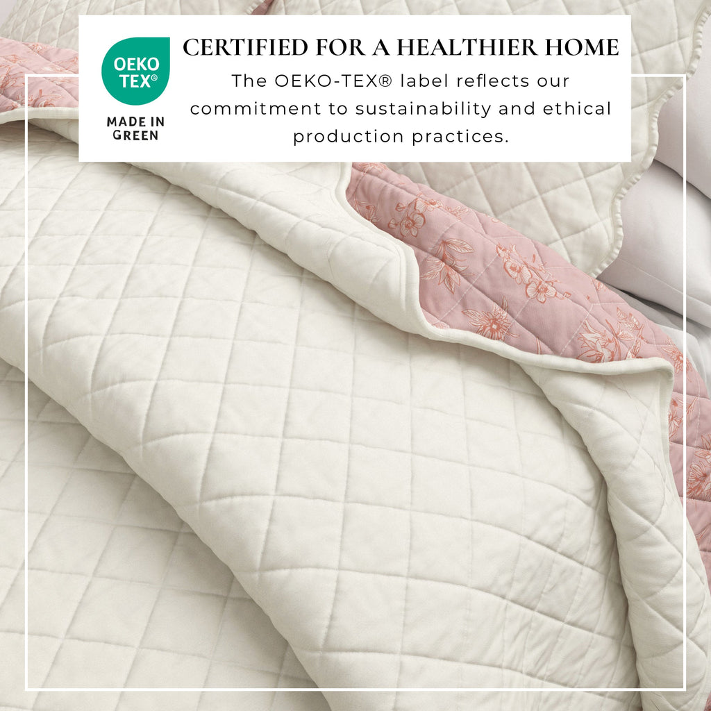 Floral Print & Scalloped Edge Cotton Quilt Set - Sandie, photo 11 of 12