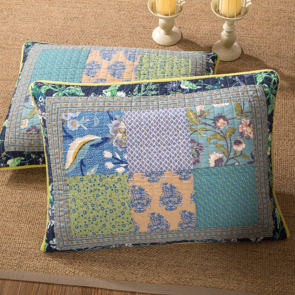 Tache Cotton Bohemian Tropical Calla Lily Quilted Patchwork Bedspread Set, photo 6 of 7