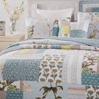 Tache 2-3 Piece Cotton Sky Breeze Pastel Blue Patchwork Quilt Set, photo 5 of 7