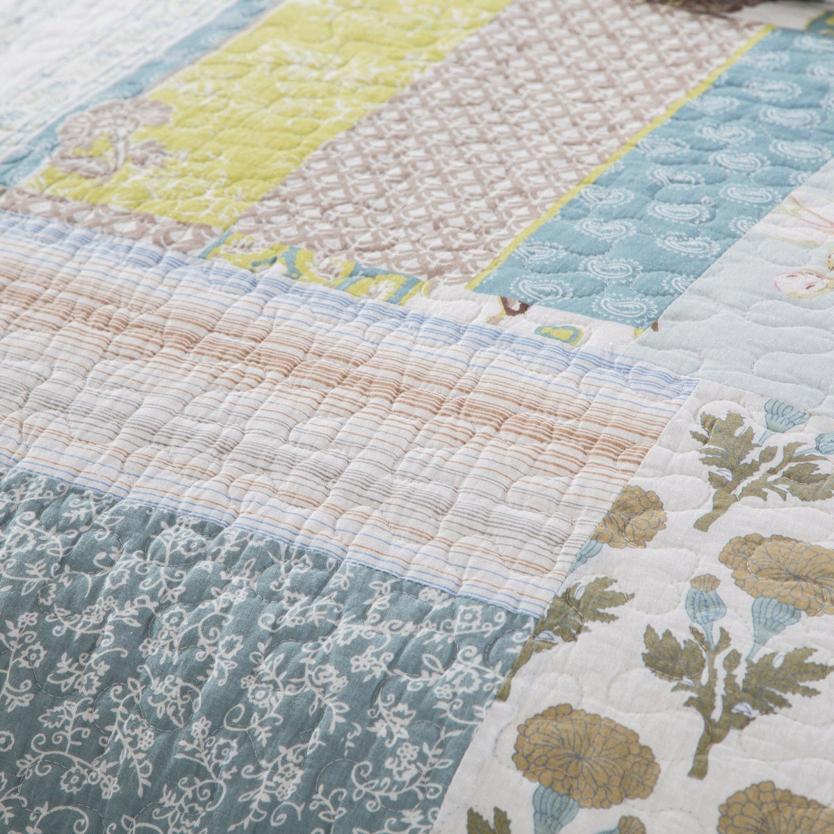 Tache 2-3 Piece Cotton Sky Breeze Pastel Blue Patchwork Quilt Set, photo 2 of 7