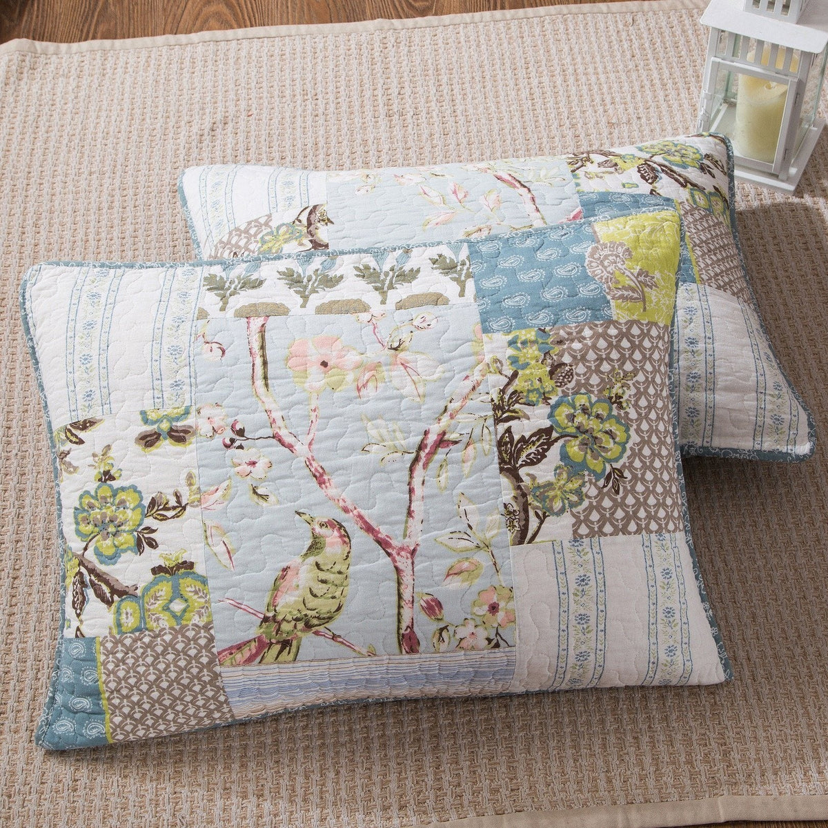 Tache 2-3 Piece Cotton Sky Breeze Pastel Blue Patchwork Quilt Set, photo 6 of 7