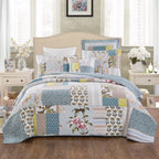 Tache 2-3 Piece Cotton Sky Breeze Pastel Blue Patchwork Quilt Set, photo 7 of 7