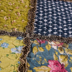 Tache Spring Shower Olive Green Navy Blue Floral Scalloped Cotton Patchwork Quilt Set, photo 6 of 7