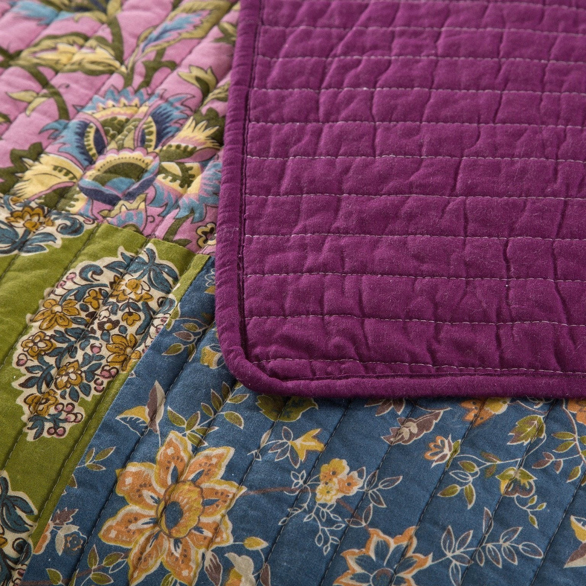 Tache Cotton Bohemian Carnival Garden Quilted Patchwork Bedspread Set, photo 3 of 7