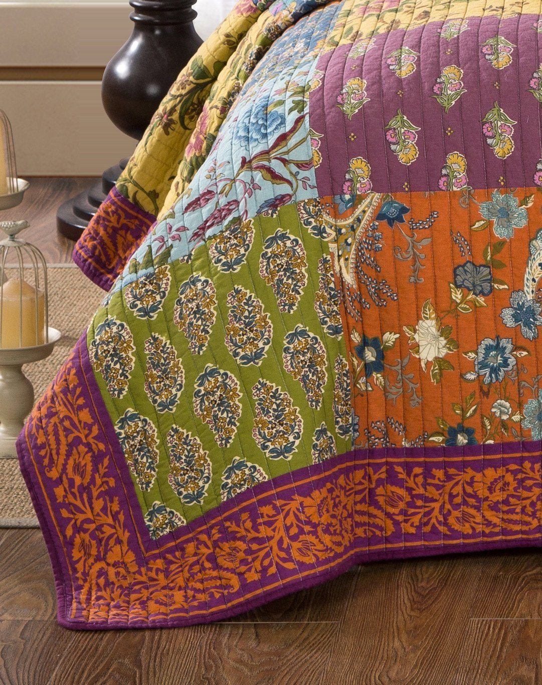 Tache Cotton Bohemian Carnival Garden Quilted Patchwork Bedspread Set, photo 5 of 7