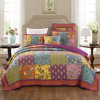 Tache Cotton Bohemian Carnival Garden Quilted Patchwork Bedspread Set, photo 7 of 7