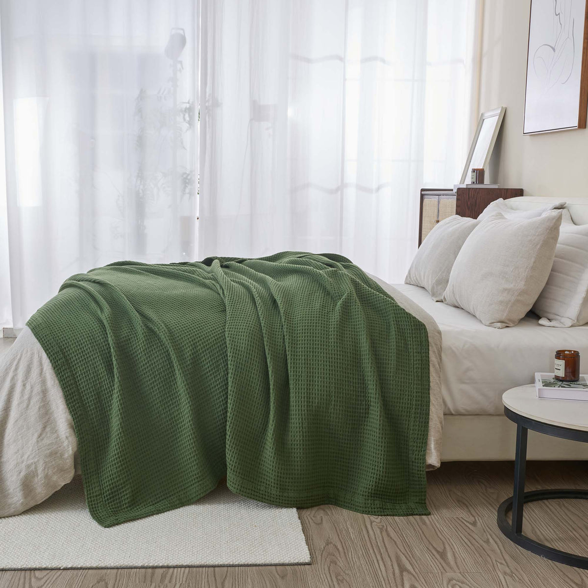 100% Cotton Waffle Weave Blanket - Mikala, photo 60 of 70