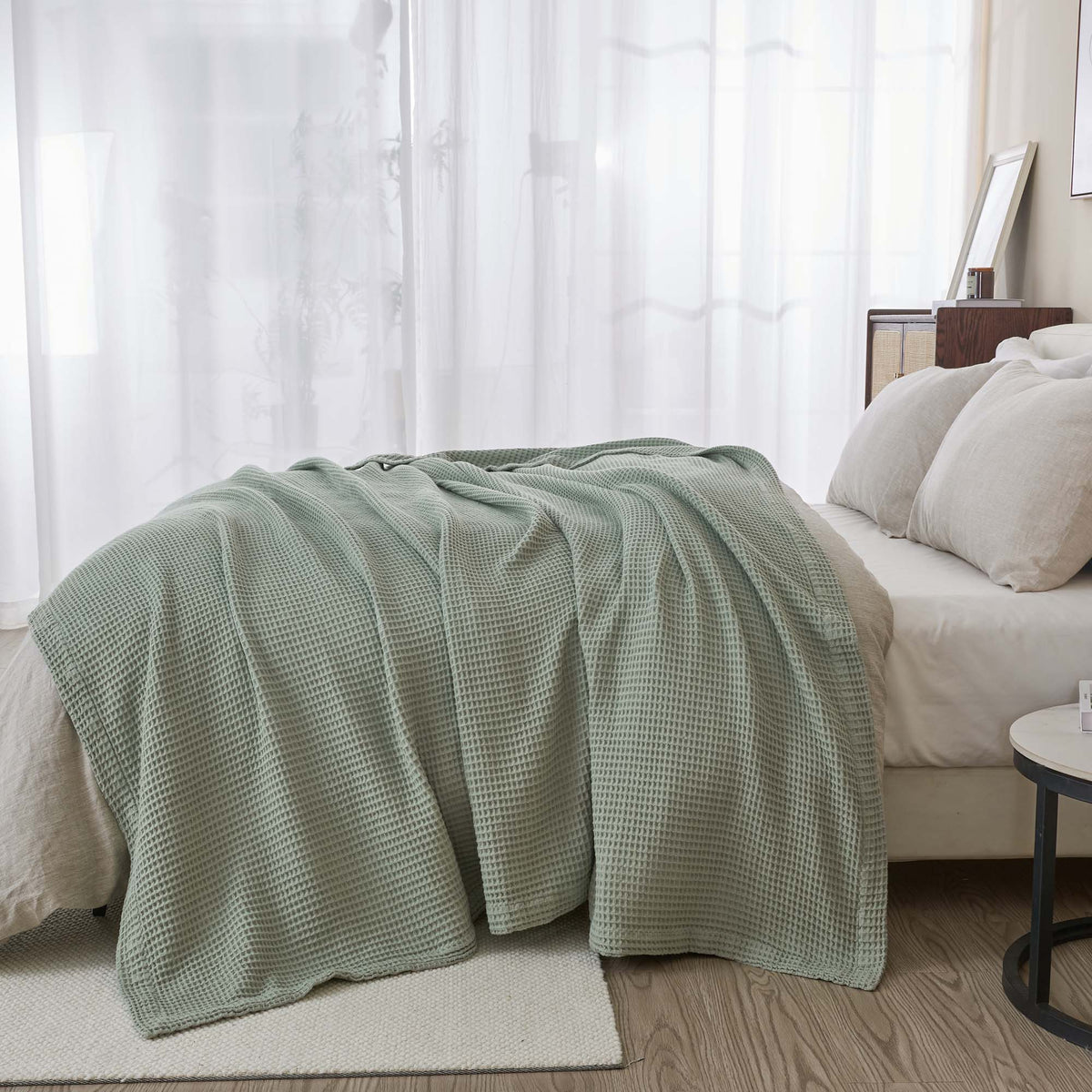 100% Cotton Waffle Weave Blanket - Mikala, photo 55 of 70