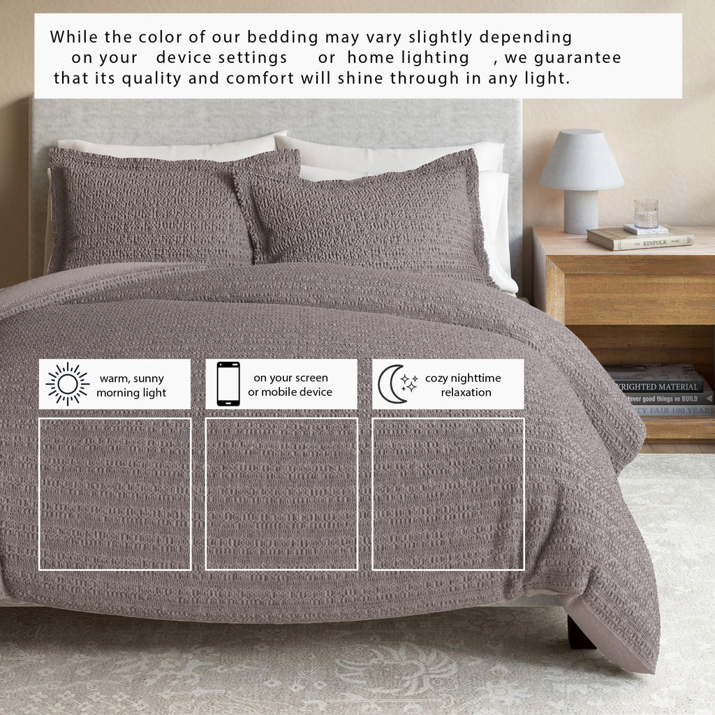 100% Cotton Honeycomb Waffle Duvet Set - Mattea, photo 30 of 42