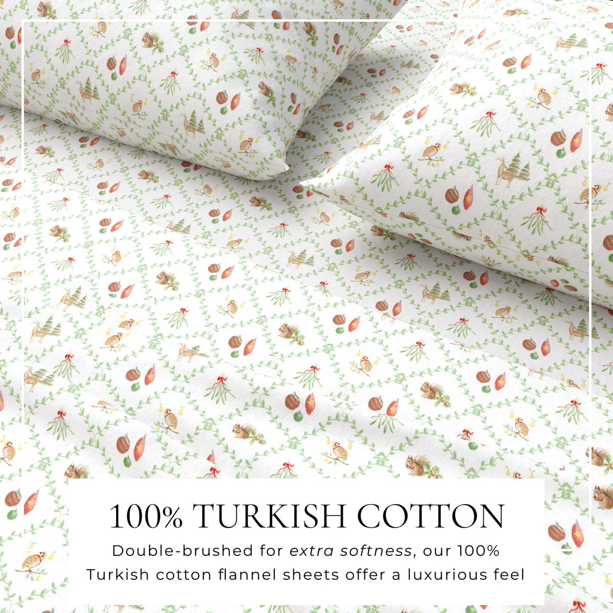 Turkish Cotton Flannel Sheet Set - Elevated Holiday, photo 8 of 48