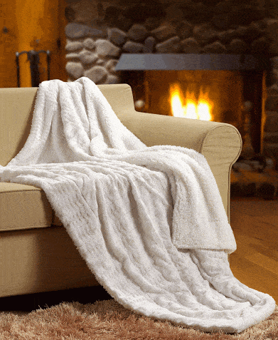 Tache White Ivory Polar Faux Fur with Sherpa Throw Blanket, photo 11 of 11