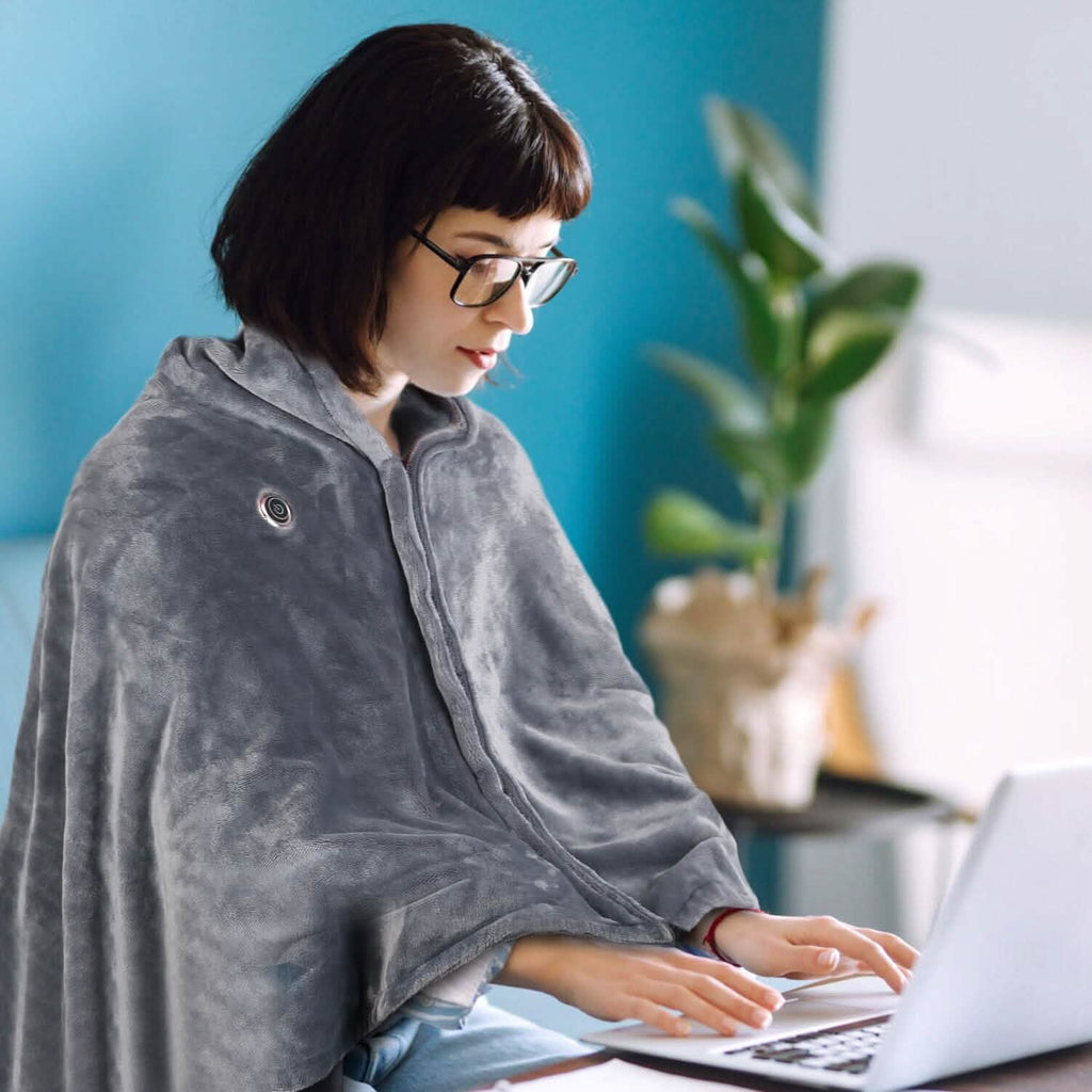 USB Heated Blanket Poncho Shawl Wrap Throw with Zipper, photo 11 of 12