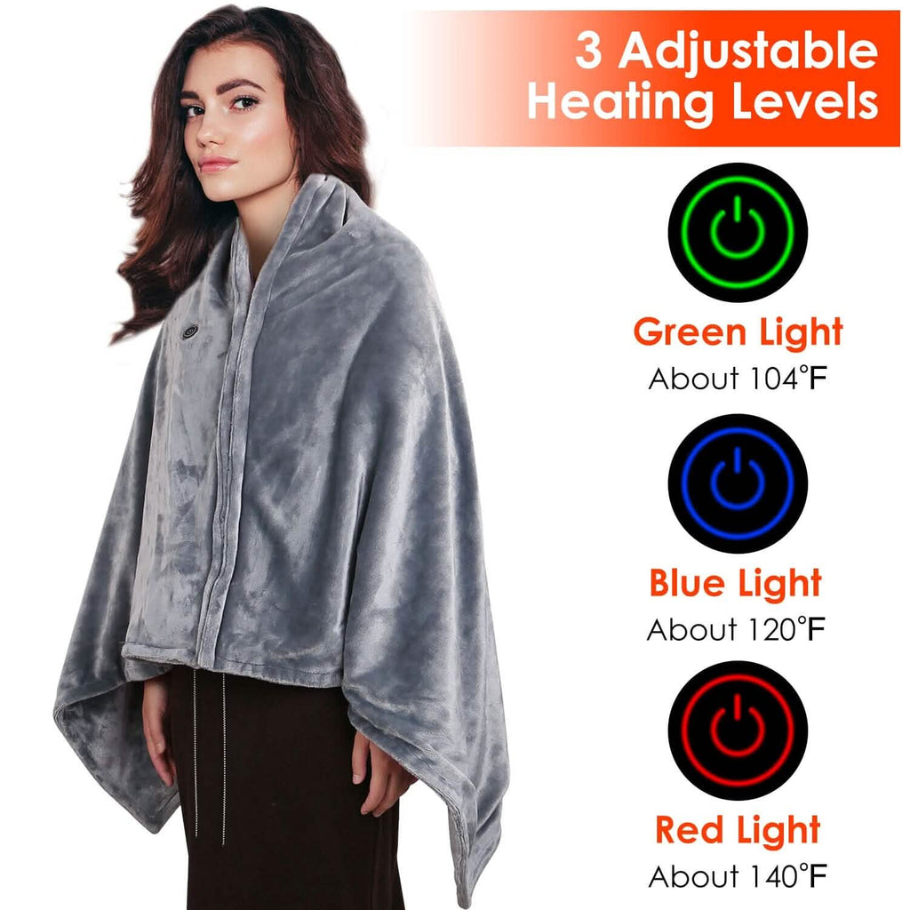 USB Heated Blanket Poncho Shawl Wrap Throw with Zipper, photo 4 of 12