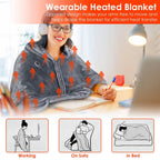 USB Heated Blanket Poncho Shawl Wrap Throw with Zipper, photo 8 of 12