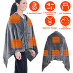 USB Heated Blanket Poncho Shawl Wrap Throw with Zipper, photo 5 of 12