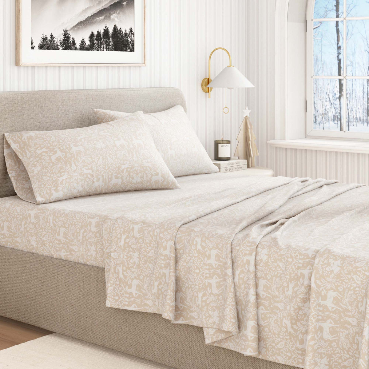 Turkish Cotton Flannel Sheet Set - Elevated Holiday, photo 17 of 48