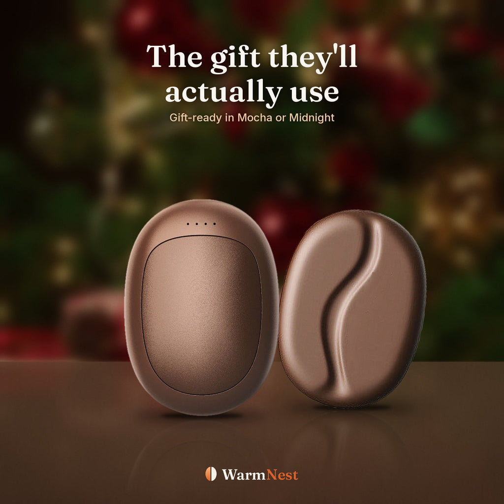 A pair of WarmNest Twin warmers in Mocha as a gift