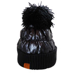 Women's Winter Cozy Puffer Knit Pom Glossy Beanie Hat, photo 10 of 10