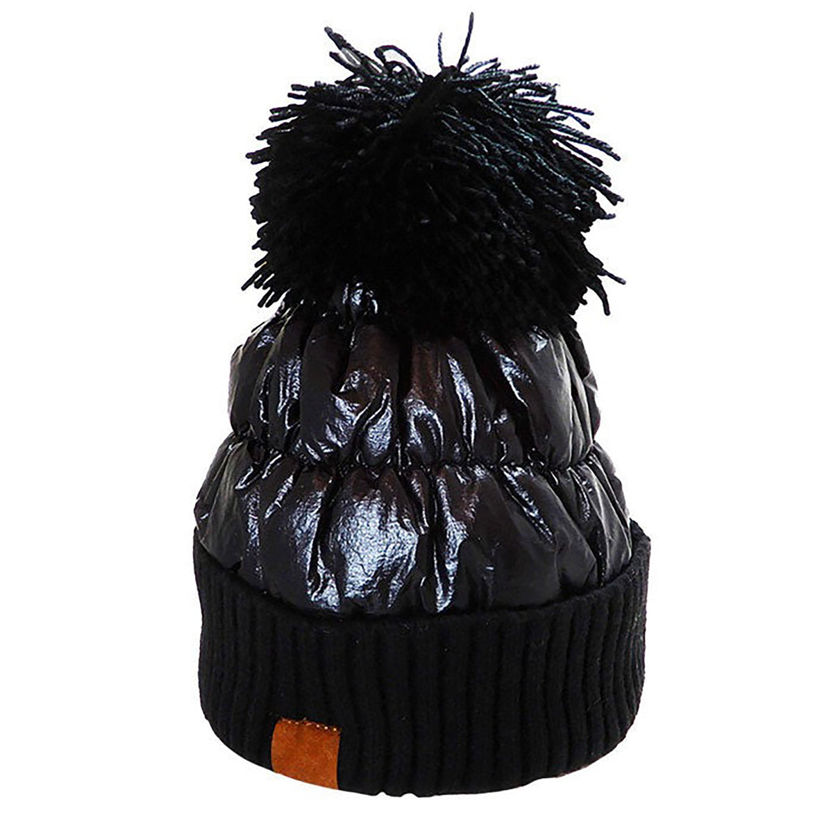 Women's Winter Cozy Puffer Knit Pom Glossy Beanie Hat, photo 10 of 10