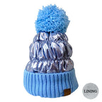 Women's Winter Cozy Puffer Knit Pom Glossy Beanie Hat, photo 5 of 10
