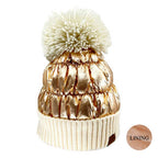 Women's Winter Cozy Puffer Knit Pom Glossy Beanie Hat, photo 8 of 10