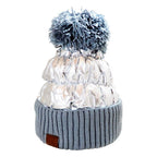 Women's Winter Cozy Puffer Knit Pom Glossy Beanie Hat, photo 3 of 10
