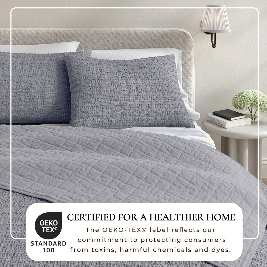 100% Cotton Honeycomb Waffle Garment Washed Quilt Set, photo 38 of 42