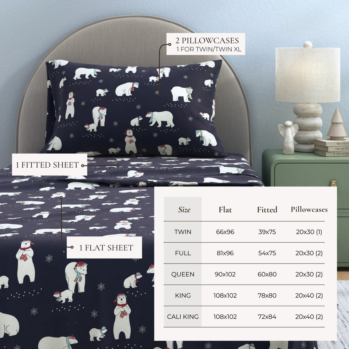 Turkish Cotton Christmas Flannel Sheet Set - Whittaker, photo 3 of 69