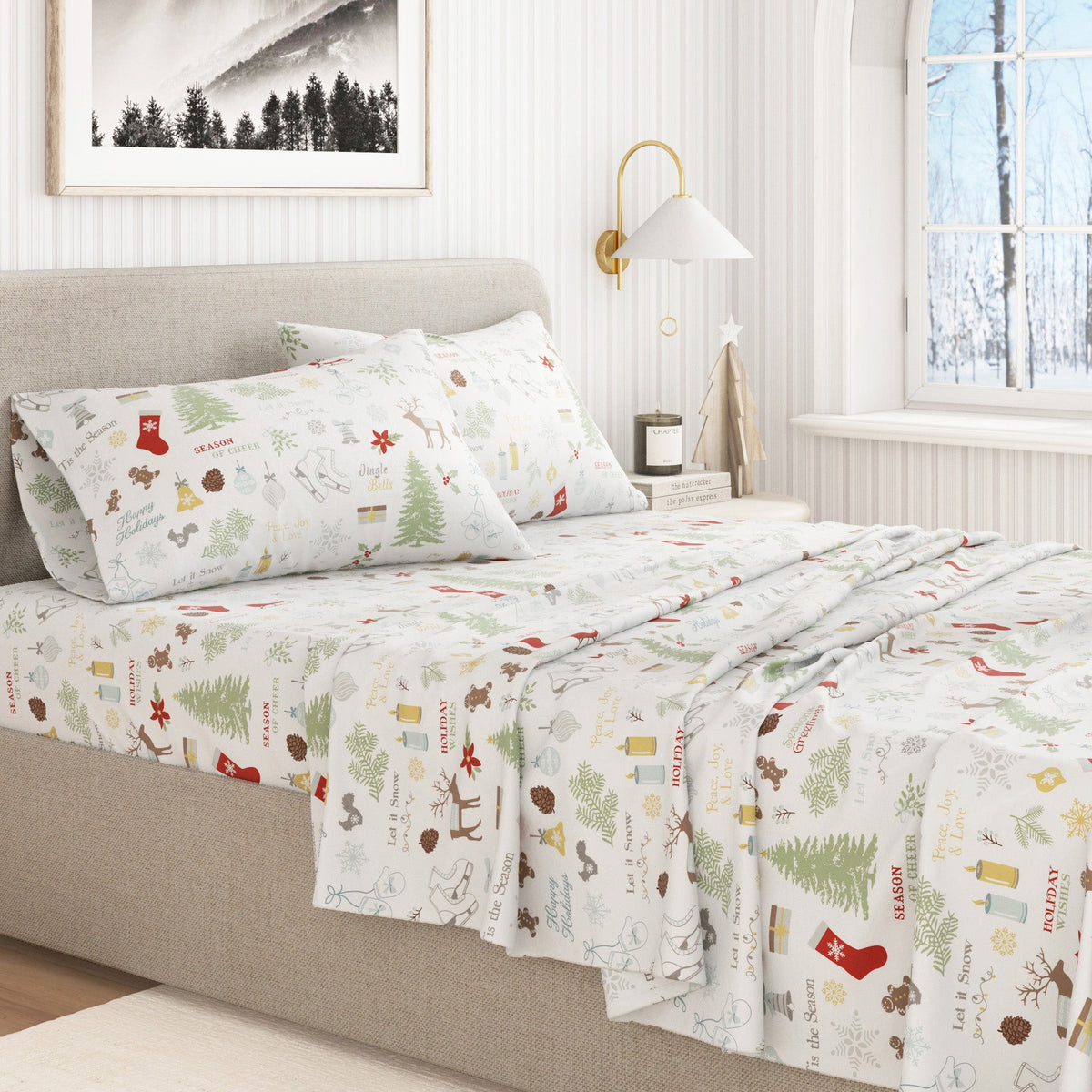 Turkish Cotton Christmas Flannel Sheet Set - Whittaker, photo 22 of 69