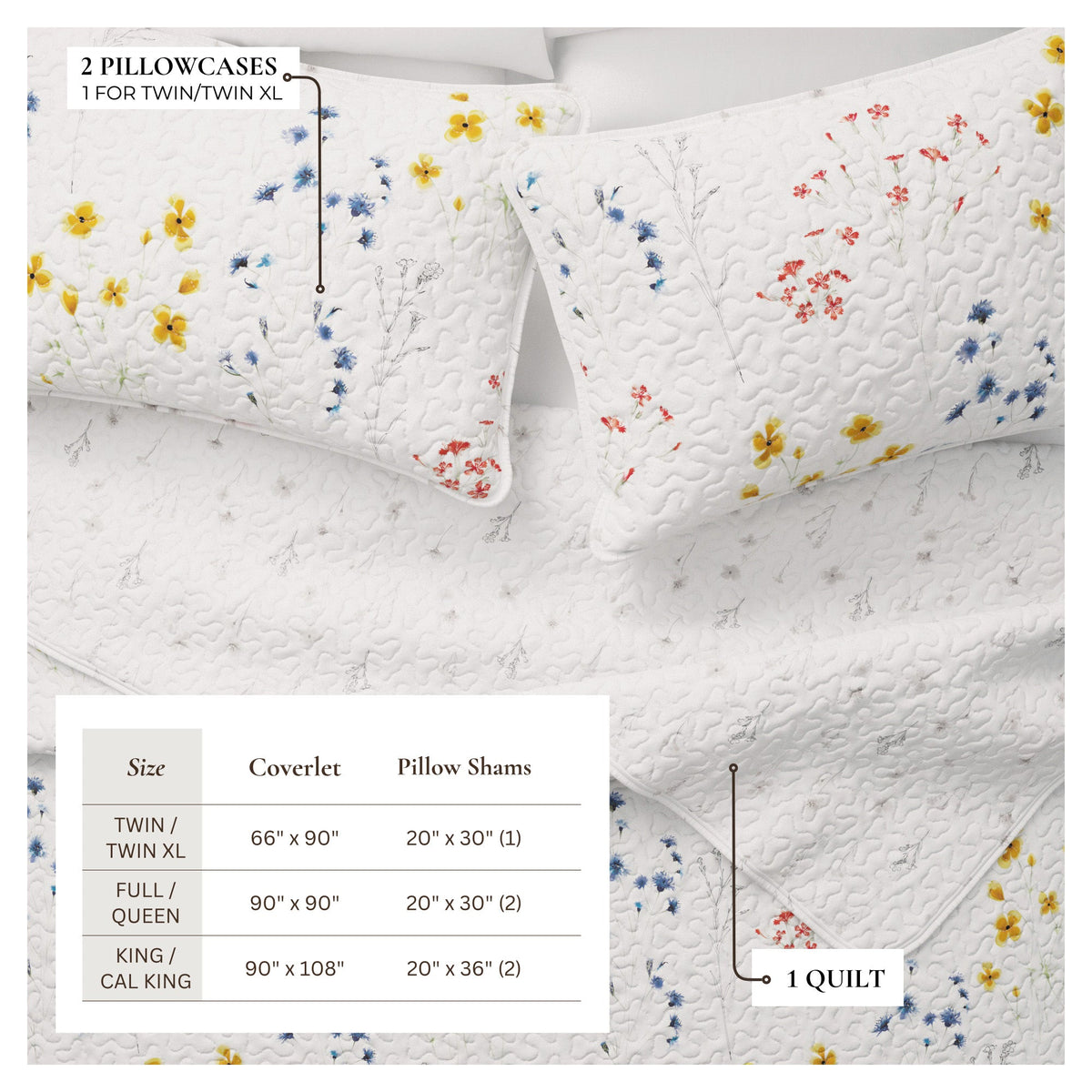 Wildflower Floral Quilt Set - Marianne Collection, photo 2 of 6