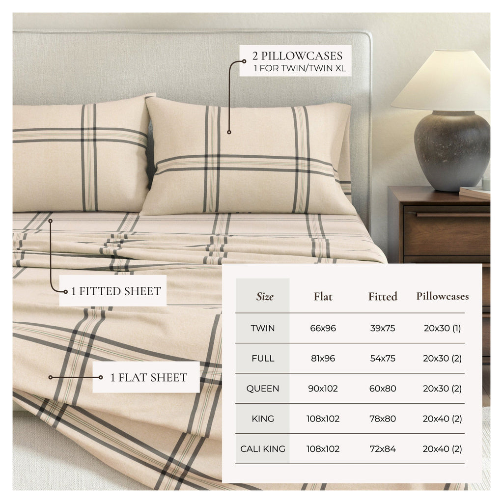 Turkish Cotton Flannel Sheet Set - Plaid & Stripe Collection, photo 9 of 30