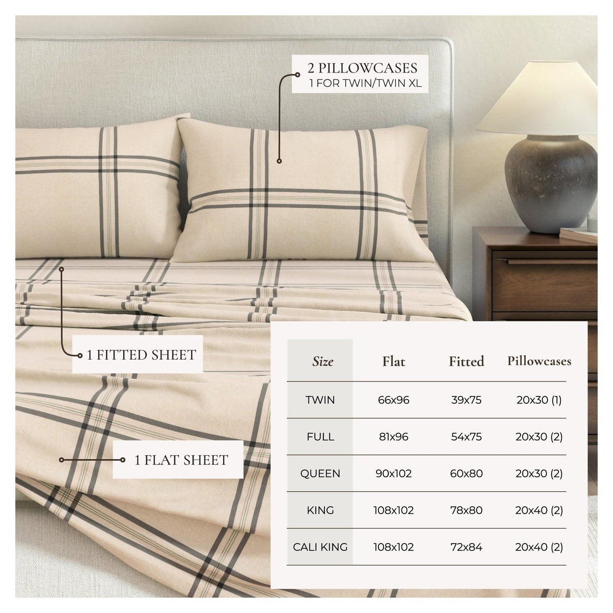 Turkish Cotton Flannel Sheet Set - Plaid & Stripe Collection, photo 9 of 30