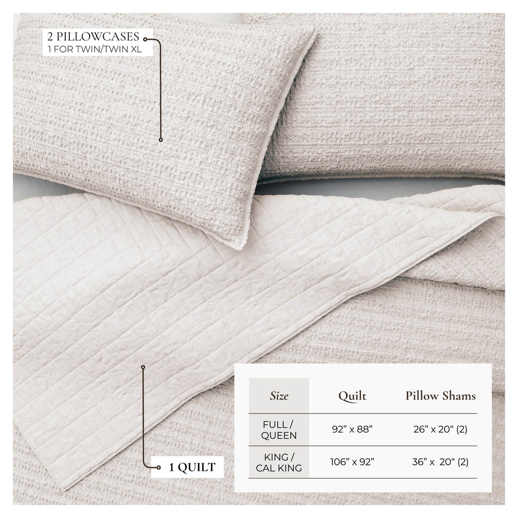 100% Cotton Honeycomb Waffle Garment Washed Quilt Set, photo 27 of 42