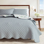 Floral Print & Scalloped Edge Cotton Quilt Set - Katrin Collection, photo 6 of 6